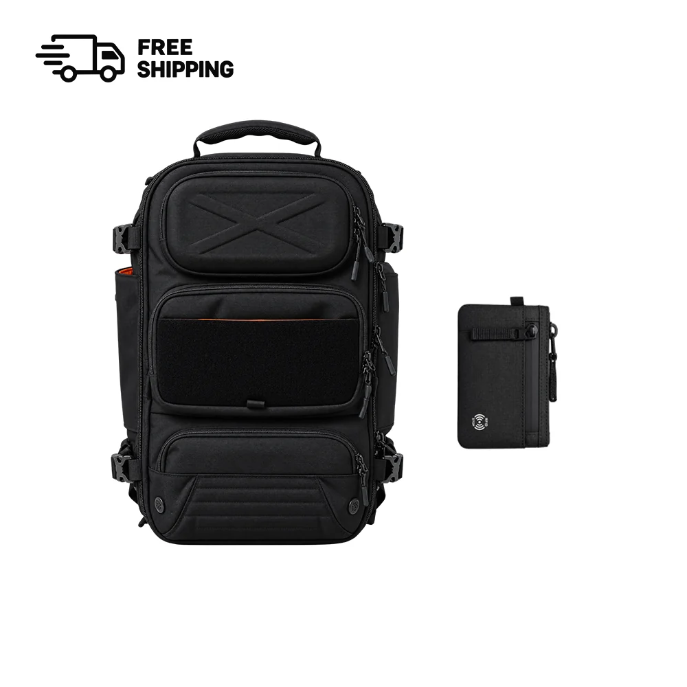 Oono Backpack V3.5 20L in Midnight Black with the Slim RFID Wallet
