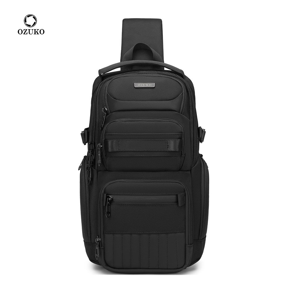Ridge Sling 8L in Black, front view with OZUKO branding