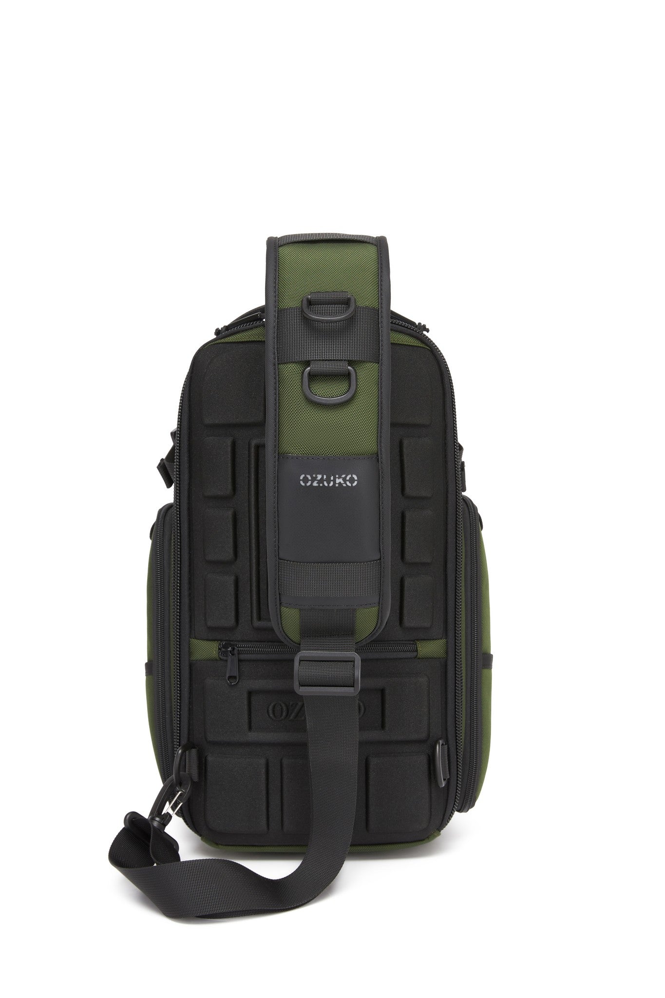 Ridge Sling Backpack 12L in Green - back view showing the padded back panel and adjustable sling strap