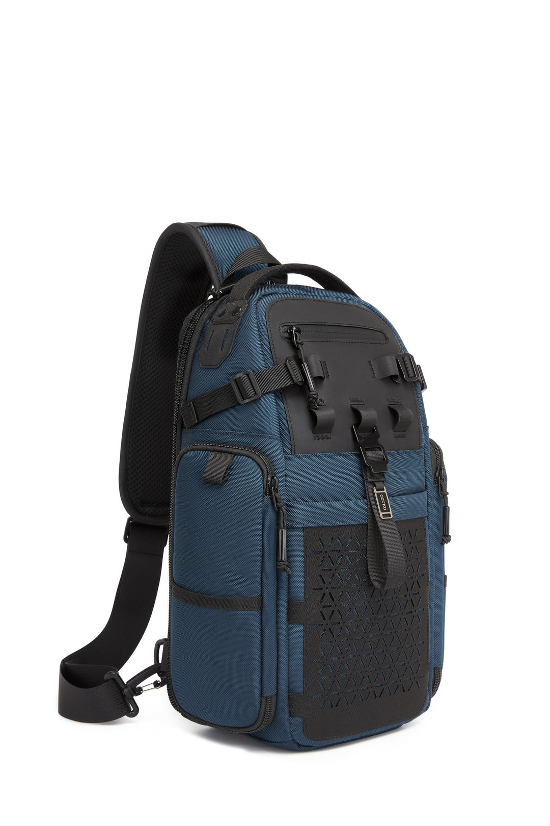 Ridge Sling Backpack 12L in Blue - three-quarter front view from the opposite angle